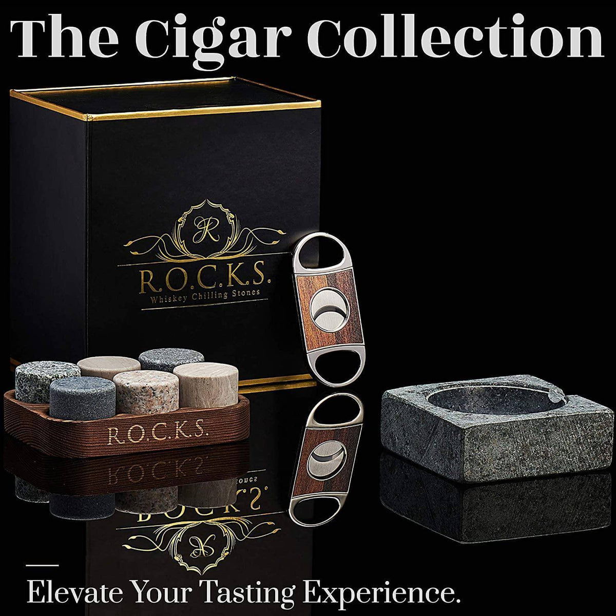 R.O.C.K.S Whiskey Stone Gift Set With Cigar Cutter