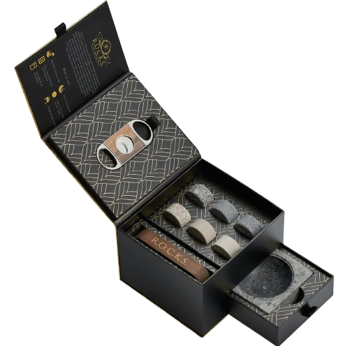 R.O.C.K.S Whiskey Stone Gift Set With Cigar Cutter