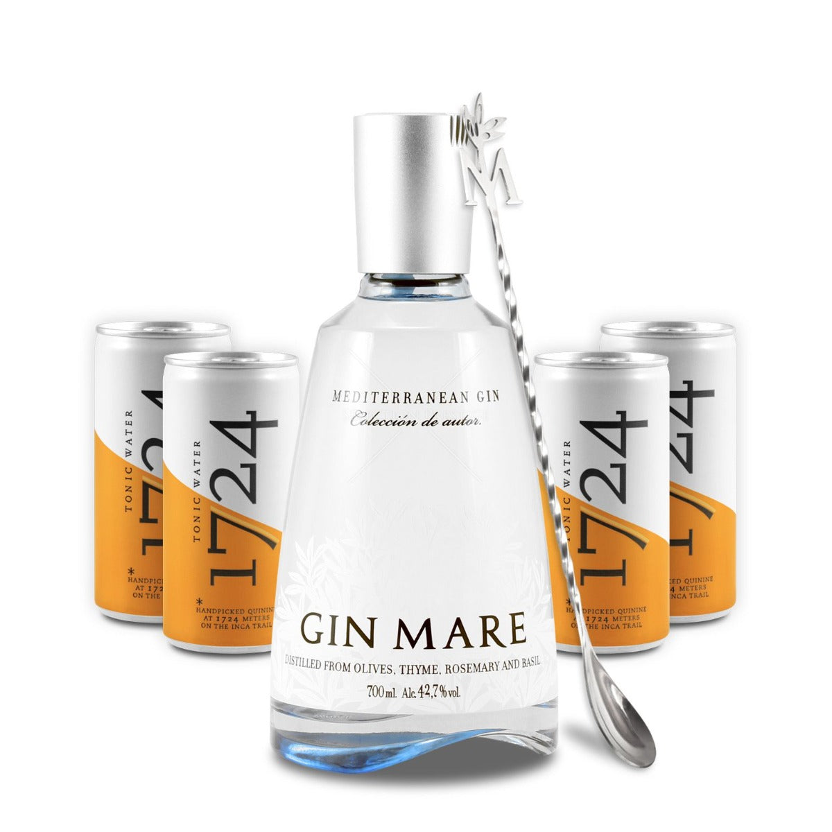 Gin Mare & Tonic Gift Set (1 x 70cl Gin Mare & 4 x 1724 Tonic Water & Stirrer)