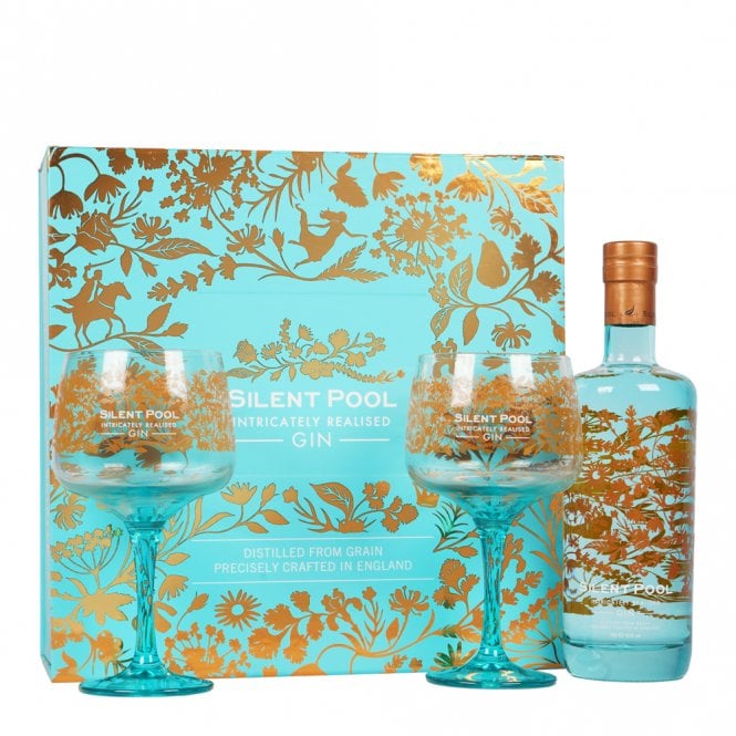 Silent Pool Gin Gift Set With 2 Coppa Glasses (70cl)