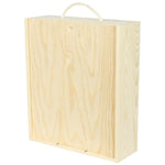 3 Bottle Wooden Box (Sliding Lid, Rope Handle)